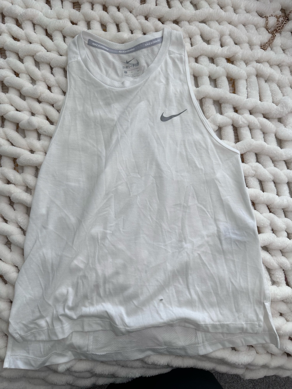 Nike White Women's Tank Top with Gray Swoosh